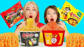 MUKBANG NOODLE PICCANTI ||Challenge Prova a Non Mangiare! 100 Strati di Cibi Estremo di 123 GO! FOOD