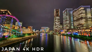 4K HDR Japan - Yokohama, Beautiful Minatomirai Evening Walk - Slow TV 🌃 横浜、みなとみらい散歩