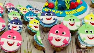 How to make Baby Shark fondant toppers |Baby Shark cup cake designs |Baby Shark birthday decoration