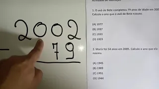 Resolução da questão 01 - Calculando o ano de nascimento.