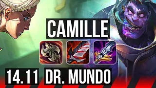 CAMILLE vs DR. MUNDO (TOP) | 10 solo kills, 55k DMG, 66% winrate | NA Grandmaster | 14.11