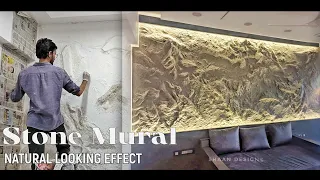 Stone wall mural art | 3D Natural looking Stone wall design | interior wall art | handmade