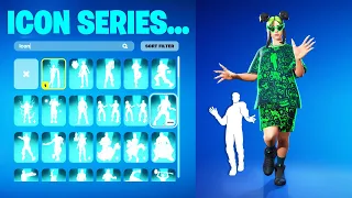 ALL ICON SERIES DANCE & EMOTES IN FORTNITE! (GREEN ROOTS BILLIE)