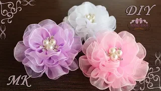 🌺 Воздушные цветы из органзы. Organza Bows DIY