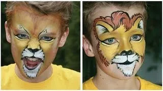 Lion face painting tutorial (2 versions) - Lion makeup