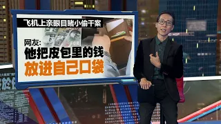 网友亲眼目睹空中小偷干案  “有人不断翻找飞机置物柜” | 新闻报报看 03/05/2024