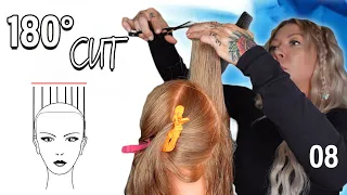 180° long layered square haircut step-by-step | beginner | cosmetology milady chapter 16 #08