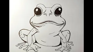 How to draw a Frog. Easy Frog drawing tutorial.