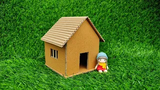 How to make a small Cardboard House Beautifully :: Easy DIY :: School Project :: Simple & EasyCrafts