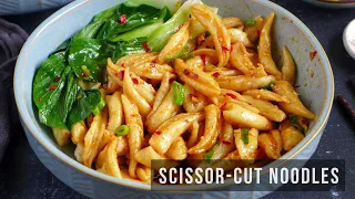 Super Easy Scissor-Cut Noodles with Spicy Dressing | 油泼剪刀面