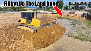 Update!​ Transaction DR51PX Bulldozer KOMATSU Filling Up The Land huge, Dump Truck Unloading