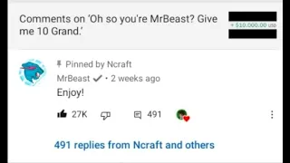 deleting mrbeast's comment and he surprised me with a new one