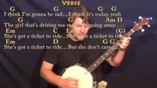 Ticket to Ride (The Beatles) Banjo Cover Lesson with Chords/Lyrics - Capo 2nd