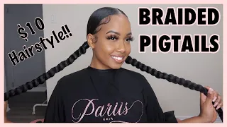 BRAIDED PONYTAIL || PIGTAILS USING BRAIDING HAIR