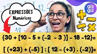 EXPRESSÕES NUMÉRICAS COM NÚMEROS INTEIROS - POSITIVOS E NEGATIVOS  7 ano Prof. Gis/