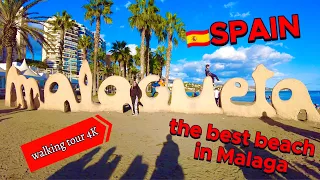 Spain🇪🇸MALAGA walking tour 4K, Parque de Malaga, La Farola, Puerto de Malaga, Playa la Malagueta
