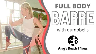 Body Toning BARRE Workout with Dumbbells!  A pure barre workout you can do at home!