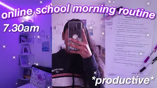 my real 7.30am online school morning routine 2021 *productive*