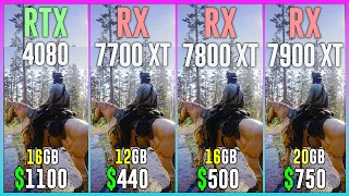 RTX 4080 vs RX 7700 XT vs RX 7800 XT vs RX 7900 XT - Test in 12 Games