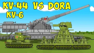 Soviet kv-44 and kv-6 Vs German monster Dora - Cartoons about tanks