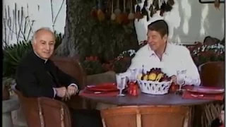 President Reagan having Lunch with Archbishop Pio Laghi at Rancho Del Cielo on August 1, 1984