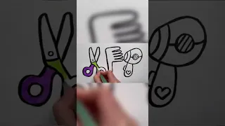 Scissor, Hair Dryer, Comb Drawing, Painting, Coloring for Kids & Toddlers #drawing #shorts