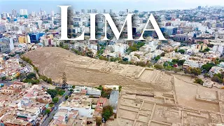 Lima and the huge ruins of Huaca Pucllana in the middle of the Capital of Peru