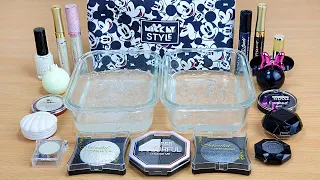 BLACK vs WHITE SLIME Mixing makeup and glitter into Clear Slime Satisfying Slime Videos