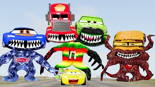 Compilation: Escape From The Crazy Mack Hicks Bus Eater Cars Monsters VS McQueen Beamng Drive #43