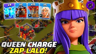 INI BARU SENI! QUEEN CHARGE ZAP LALO (LAVALOON) - STRATEGI WAR TH 10 | COC INDONESIA