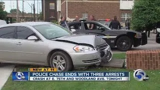 3 in custody after stolen car crashes at Mount Sinai Baptist Church on Woodland Avenue