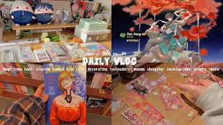 daily vlog🍄✨huge temu haul, playing honkai star rail, decorating toploaders, packing orders + more