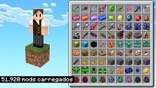 SOBREVIVENDO COM APENAS 1 BLOCO, SÓ QUE EU INSTALEI TODOS OS MODS DO MINECRAFT!