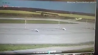 CCTV shows scary moment Russian plane almost runs out of runway