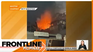 Barkong nakadaong sa Navotas, nasunog; sunog sumiklab sa residential area sa Taguig