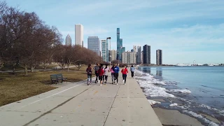 Chicago - Walking on Lakefront Trail by Lake Michigan [4K]