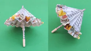 How to make newspaper umbrella | Newspaper umbrella that open and close | paper umbrella