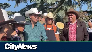 Prime Minister Justin Trudeau meets Calgarians at Stampede breakfast
