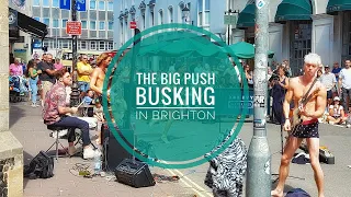 The Big Push band - Busking in their pants on the streets of Brighton, England 2020-22 - Ren, Romain