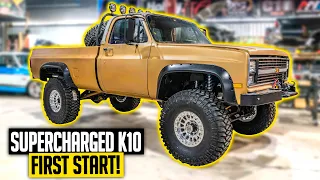 Lifted LT4 Swapped Squarebody Build First Start Up! - Supercharged Chevy Off-Road K10 Build Ep. 9