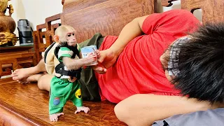 Monkey BiBi worries when dad is tired!
