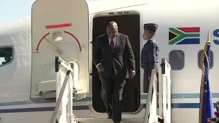 President Cyril Ramaphosa arrives in Namibia for the Extraordinary Organ Troika SADC Summit