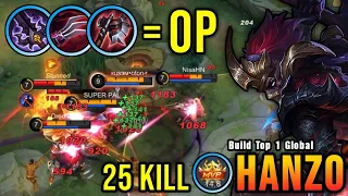 25 Kills!! Hanzo New OP Build Insane LifeSteal (AUTOWIN) - Build Top 1 Global Hanzo ~ MLBB