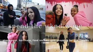 wknd vlog: photoshoot, hair/nails, food reviews, gym + shopping for gym clothes, + MORE..