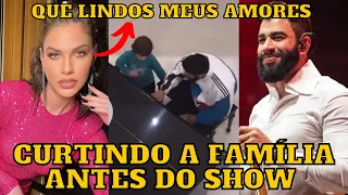 Andressa Suita mostra Gusttavo Lima antes do show em Brasília junto com os filhos