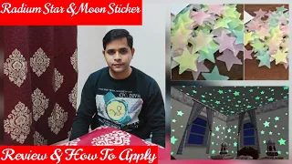 Radium Moon & Stars For Room | Glow In The Dark Star Moon Stickers | Fluorescent Wall Stickers.