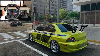 NFS UNBOUND Race Paul Walker Mitsubishi Lancer Evolution IX - Logitech g29 gameplay