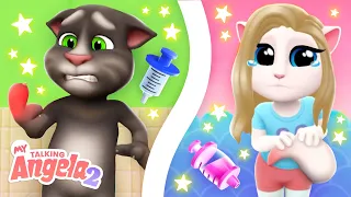 BFF Boo-Boos! 🙏 NEW My Talking Angela 2 + My Talking Tom 2 Side-By-Side Gameplay