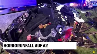 Auto total zerstört: Ein Toter nach Horror-Crash auf A2