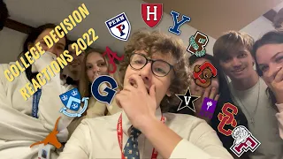 COLLEGE DECISION REACTIONS 2022 | *LOTS of rejections* (ivies, vanderbilt, georgetown, usc, t20s)